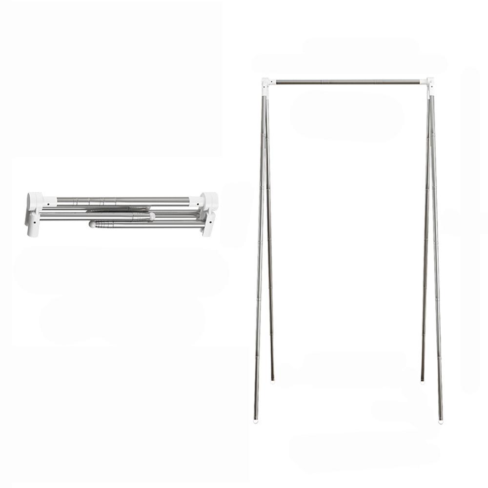 Tragbarer Kleiderständer für unterwegs, zusammenklappbarer Wäscheständer zum Trocknen von Kleidung, Wäscheständer aus Edelstahl für den Innenbereich silber