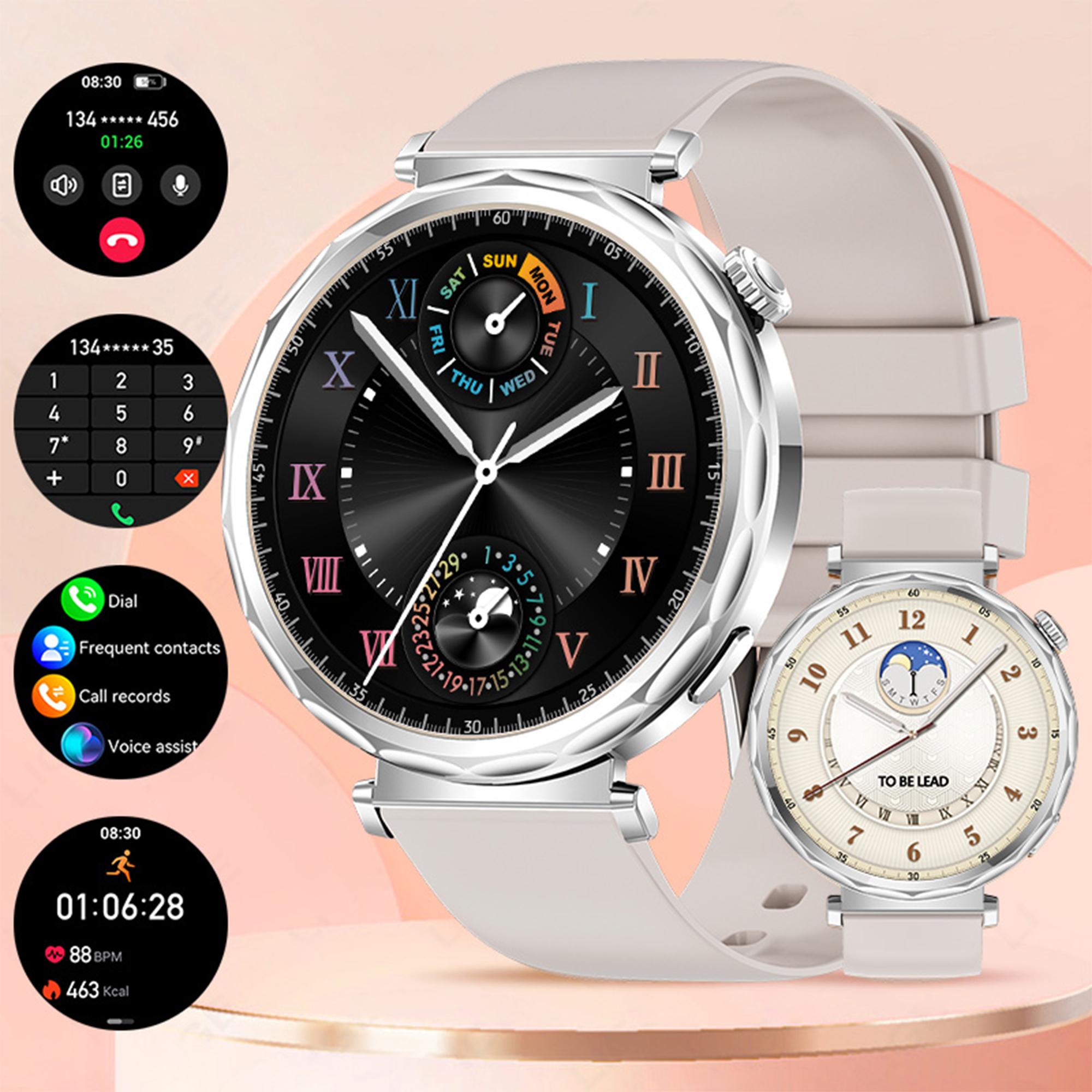 LIGE Neue Smartwatch Damen Vollkreis Touchscreen Bluetooth Anruf Wasserdicht Sport Aktivität Fitness Smartwatch Damengeschenk silicone strap silber