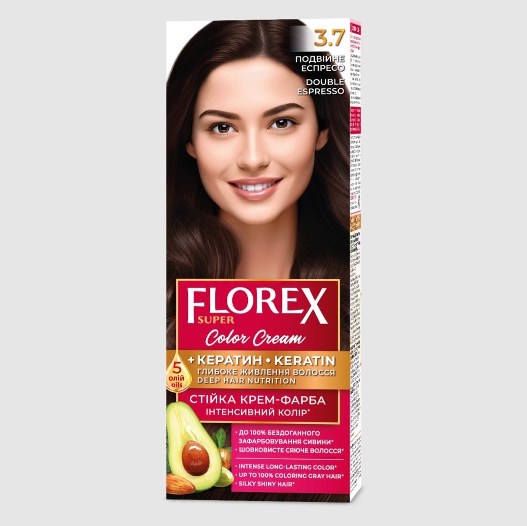 Florex Super permanente Haarfarbcreme - Gibt Ihrem Haar tiefe Nährstoffe, Macht Ihr Haar weich und seidig-glänzend. Double Espresso 3.7