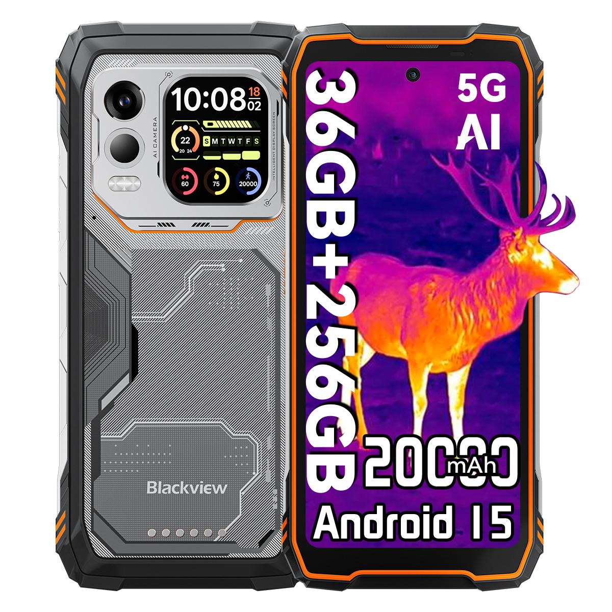 Blackview XPLORE 1 Pro 5G KI Outdoor Smartphone 48GB+512GB Wärmebildkamera Handy 12+256 orange