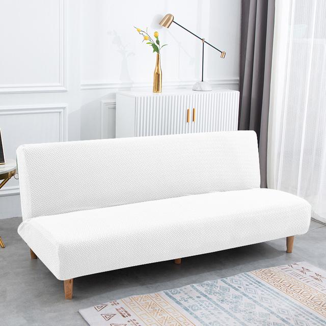Neu Jacquard Stoff Armless Sofa Bett Abdeckung Sofa Klapp Sofa Bett Hussen Stretch Protector Elastische Bank Futon Abdeckung M Size weiß