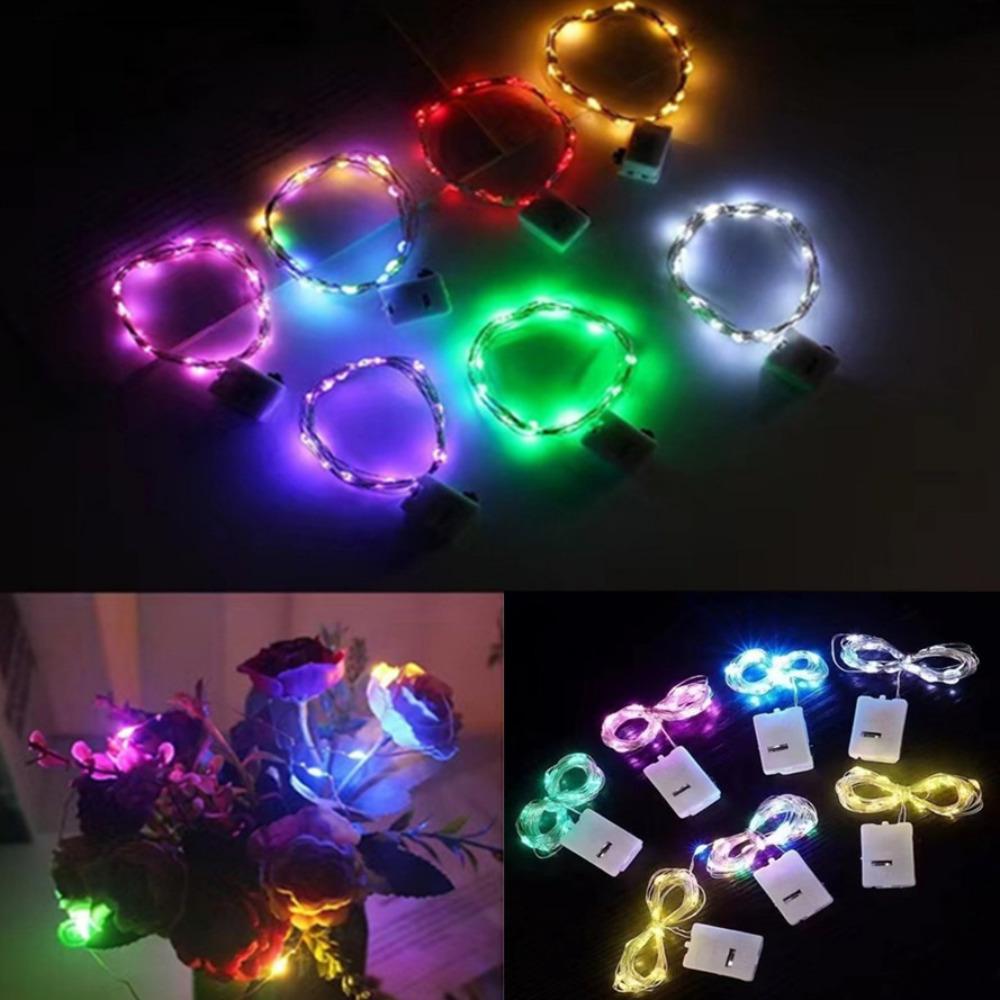LED-Lichterkette mit Batterie, Kupfer, 10/20/30 LEDs, batteriebetrieben, LED-Lichterkette, Weihnachten, Hochzeit, Party, Dekoration, Licht 1m bunt