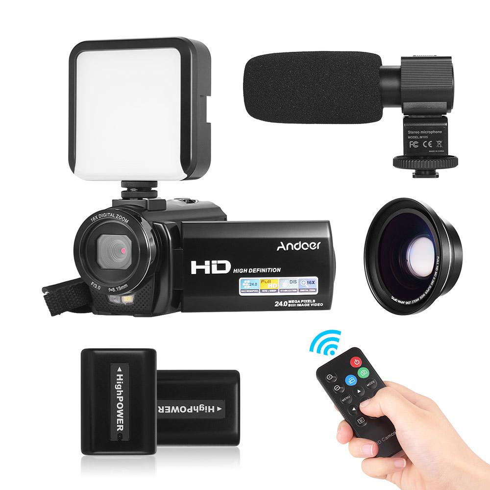 Andoer HDV-201LM 1080P FHD Digital Videokamera Camcorder DV Recorder 24MP Bundle 2