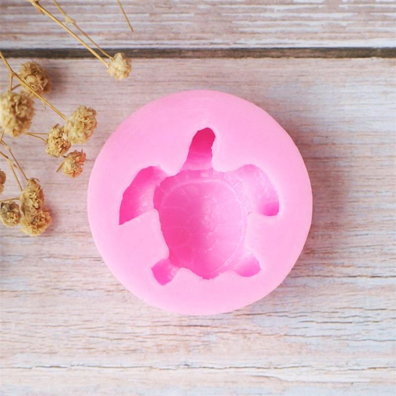 Silikonform für Fondant, süße, schöne Meeresschildkröte, Form mit Ozeanmotiv, Kuchendekoration, Blütenpaste, Schokoladenform, kleine Größe pink