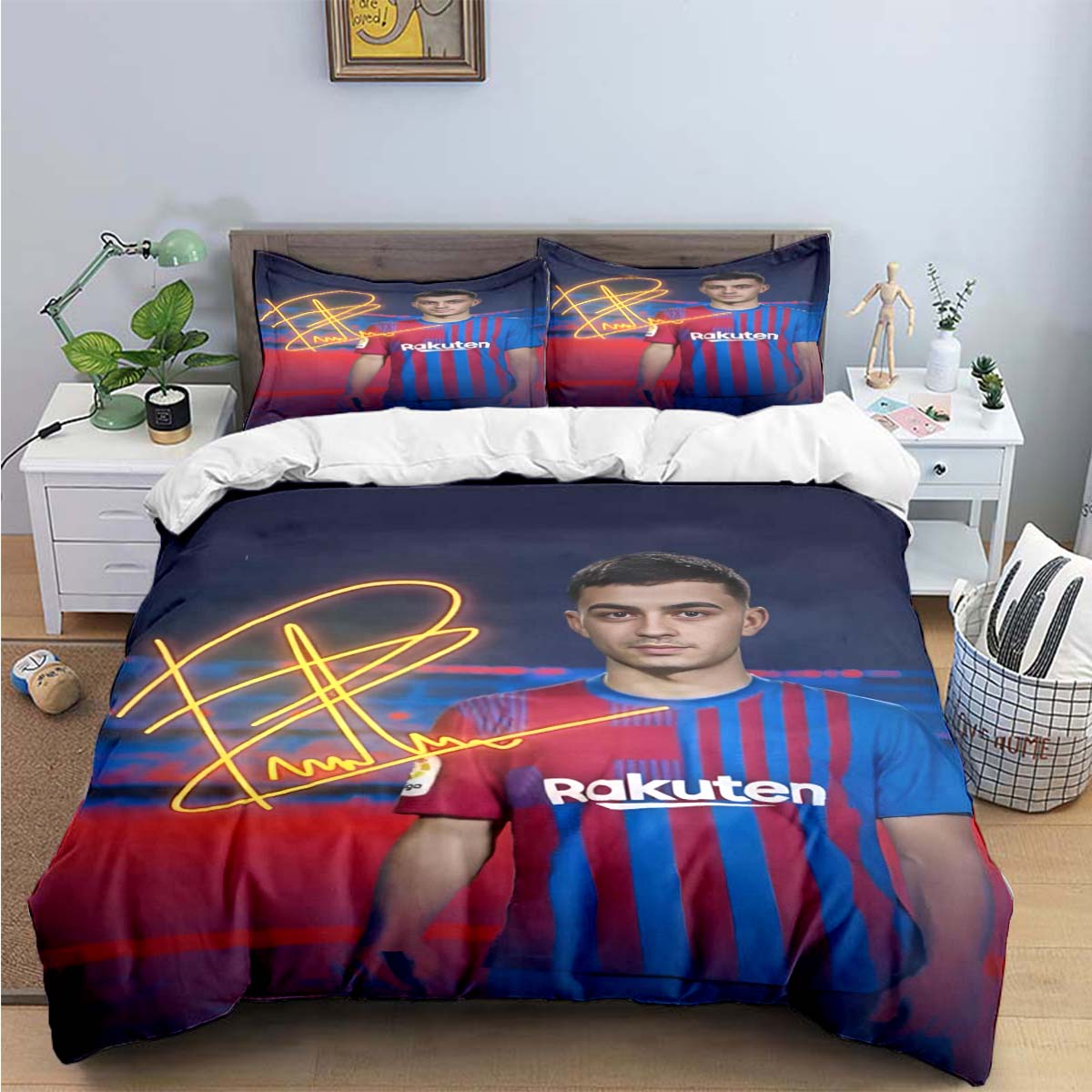 Spanien Mode Fußballstar P-Pedri Druck Bettwäsche Sets Bettwaren Set Bettdecke Set Teenager Mädchen Twin Einzel Kind Geschenk EU Single(135*200cm)3pcs