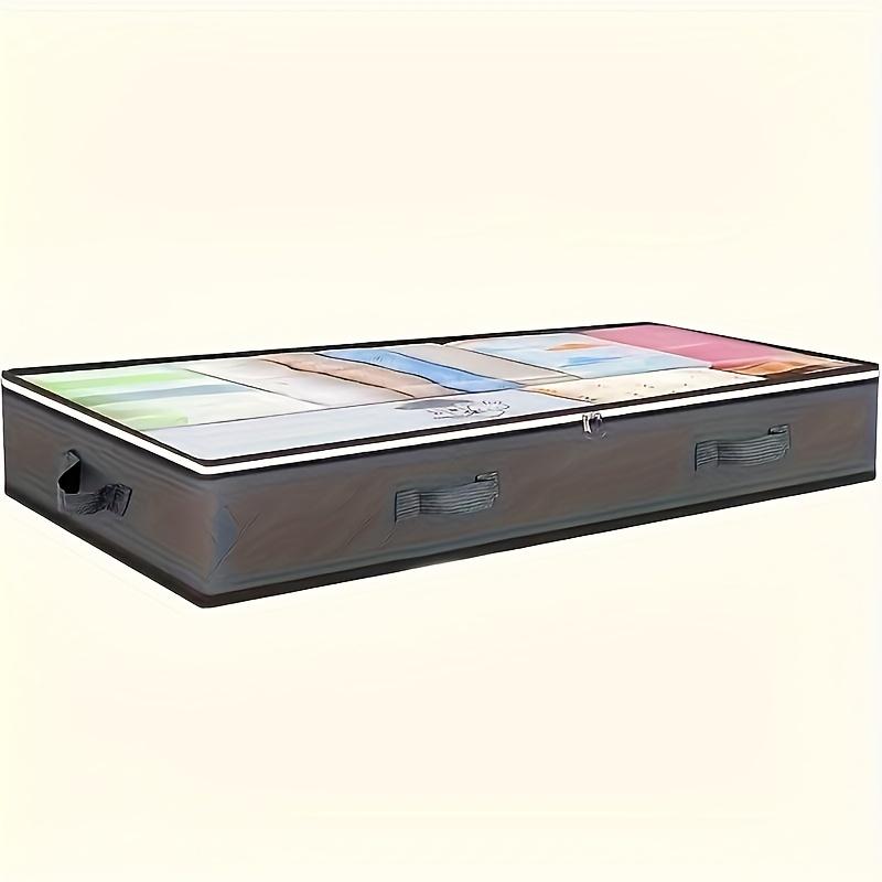 Aufbewahrungsbox für neben das Bett mit Deckel, Aufbewahrungstasche unter dem Bett mit transparentem Fenster, verstärkten Griffen für Kleidung, Bettzeug gray
