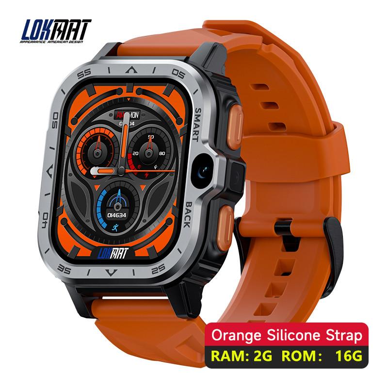 LOKMAT APPLLP 4 MAX Android Smart Watch Telefon Fitness Tracker Touchscreen Dual Kamera GPS Wifi Anruf Wache Herzfrequenz Monitor silber