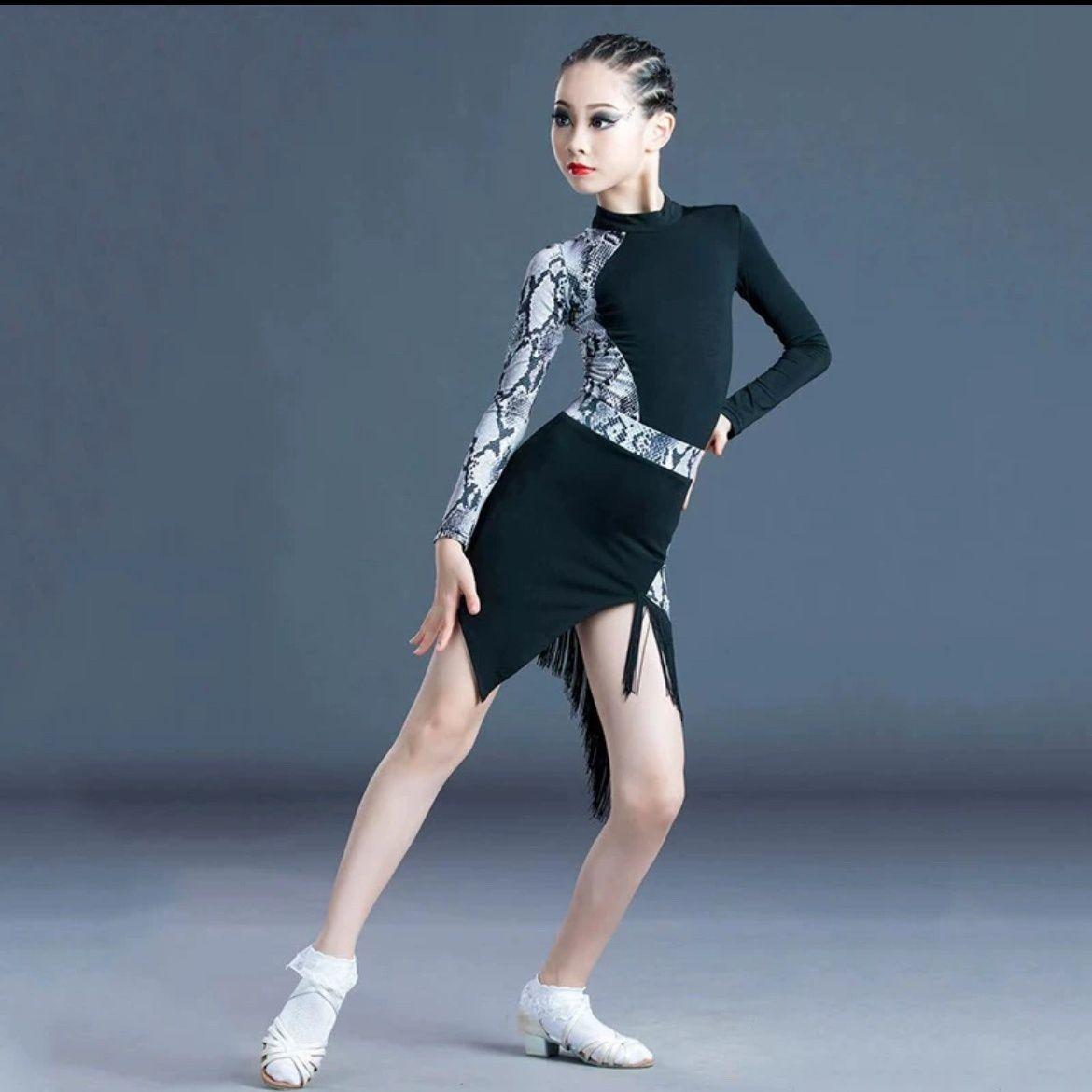 Professionelles Latein-Tanzkleid für Mädchen Kinder Standard-Salsa Tanzkleidung Kleidung Kinderwettbewerbe Latein Bühnenkleidung Kleidung 110