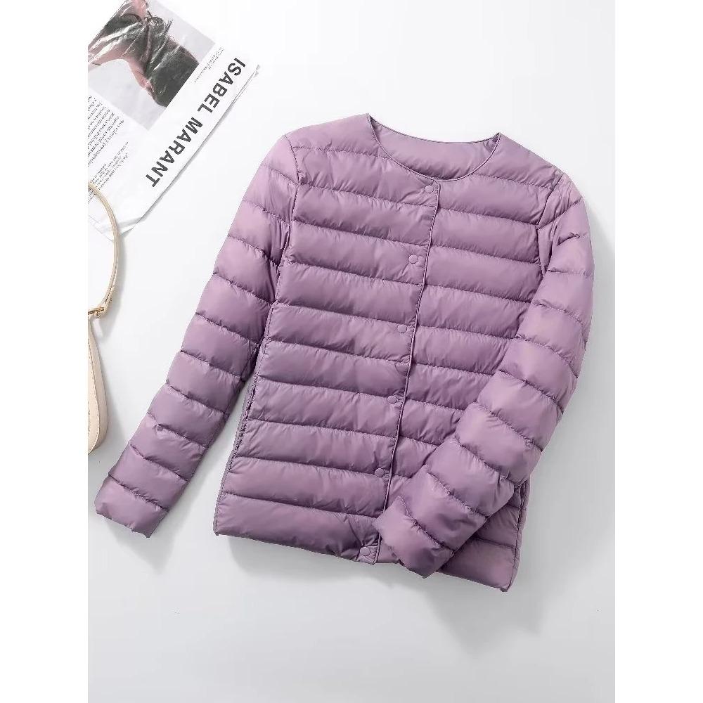 Ultraleichte Daunenjacke für Damen, mattes Gewebe, leichte Jacke, warm, winddicht, Parka, Damen-Daunenjacken plus Mäntel M violett