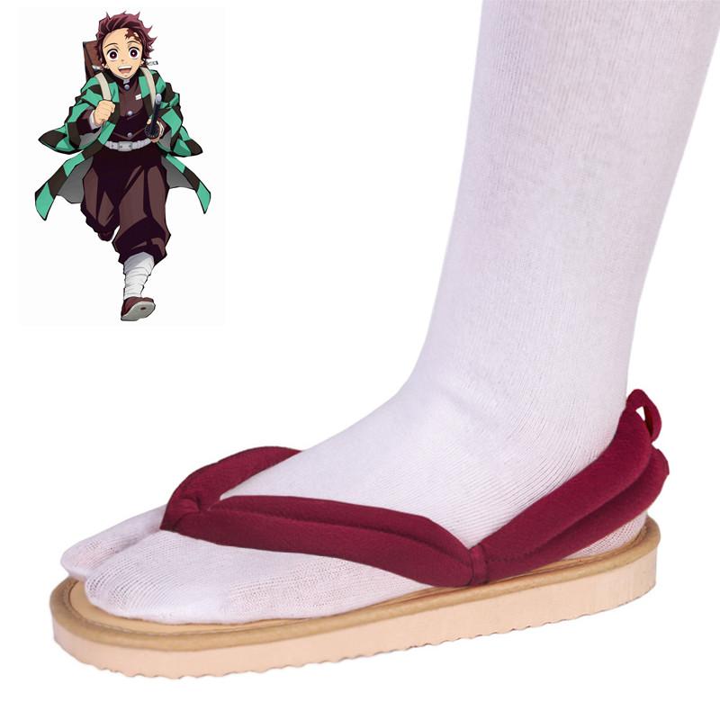 Anime Demon Slayer Cosplay Schuhe Kimetsu No Yaiba Kamado Tanjirou Clogs Sandalen Kamado Nezuko Geta Kochou Shinobu Flip Flops 34-35 wein rot