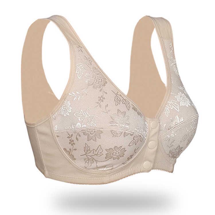 Baumwoll-BHs mit vorderer Schnalle, Damen-Dessous, vorne geschlossener BH, Freizeit, bequeme Unterwäsche 80B beige