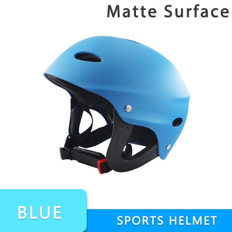 Wassersporthelm ABS+EVA Halbschale für Kajak SUP Wakeboard Skateboard, Verstellbar Belüftet L blau