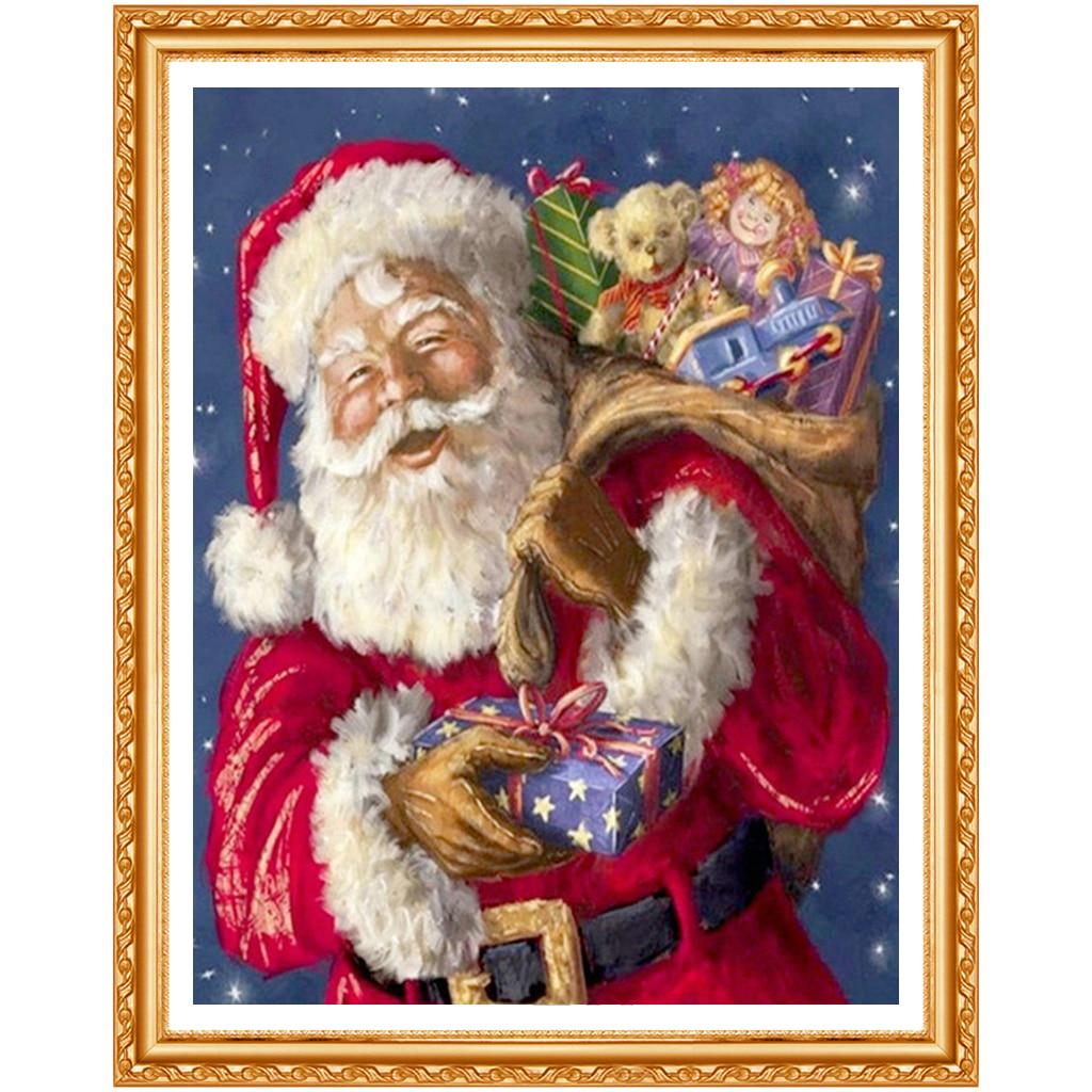 Weihnachtsmann und Baby DIY Diamantmalerei Kreuzstich Handarbeit Stickerei Kunst Weihnachtsdeko 20X30CM blue