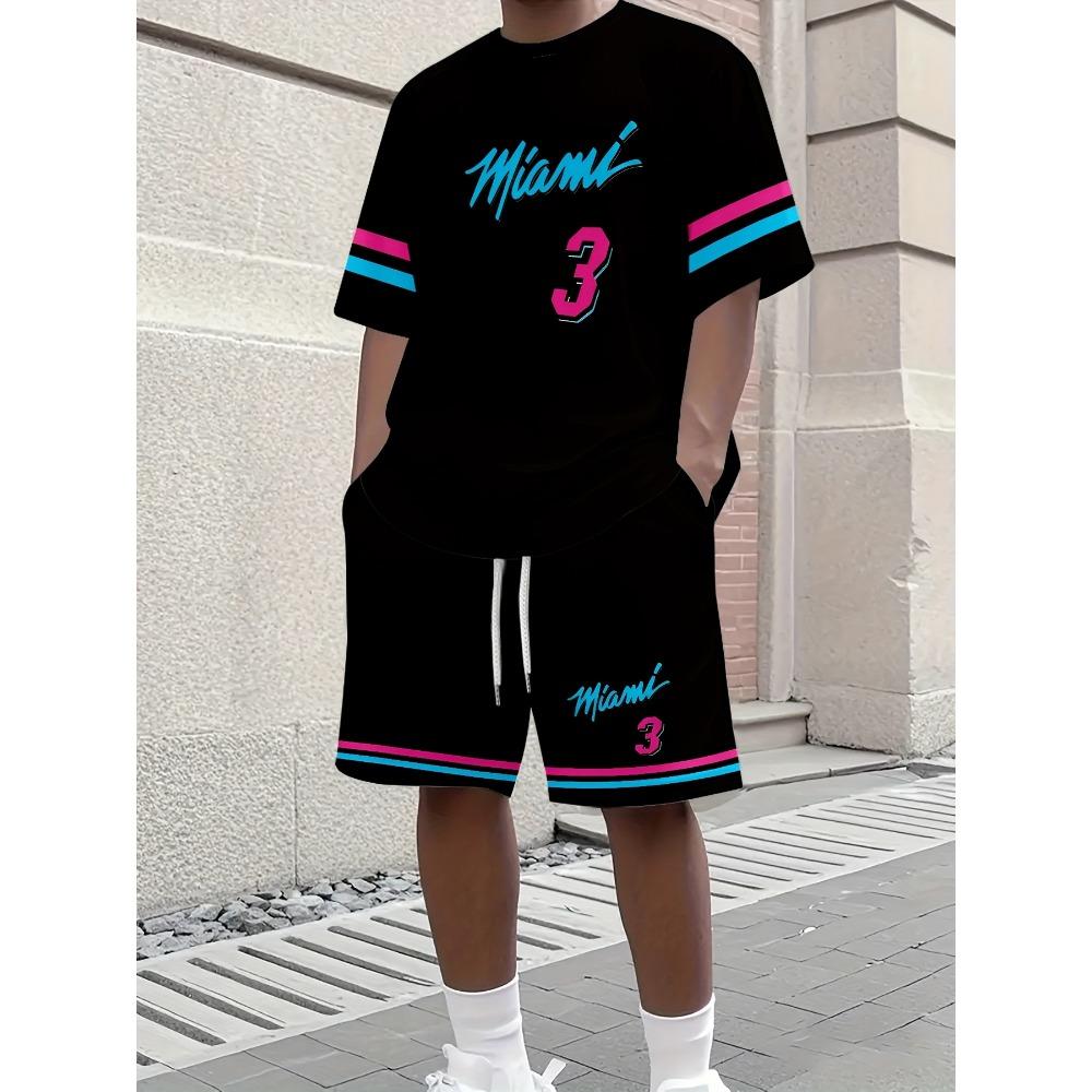 Herren Freizeit Kurzarm T-Shirt Shorts Set Erwachsenes Basketballtrikot Jogginganzug 2-teiliges Set Kleidung XL