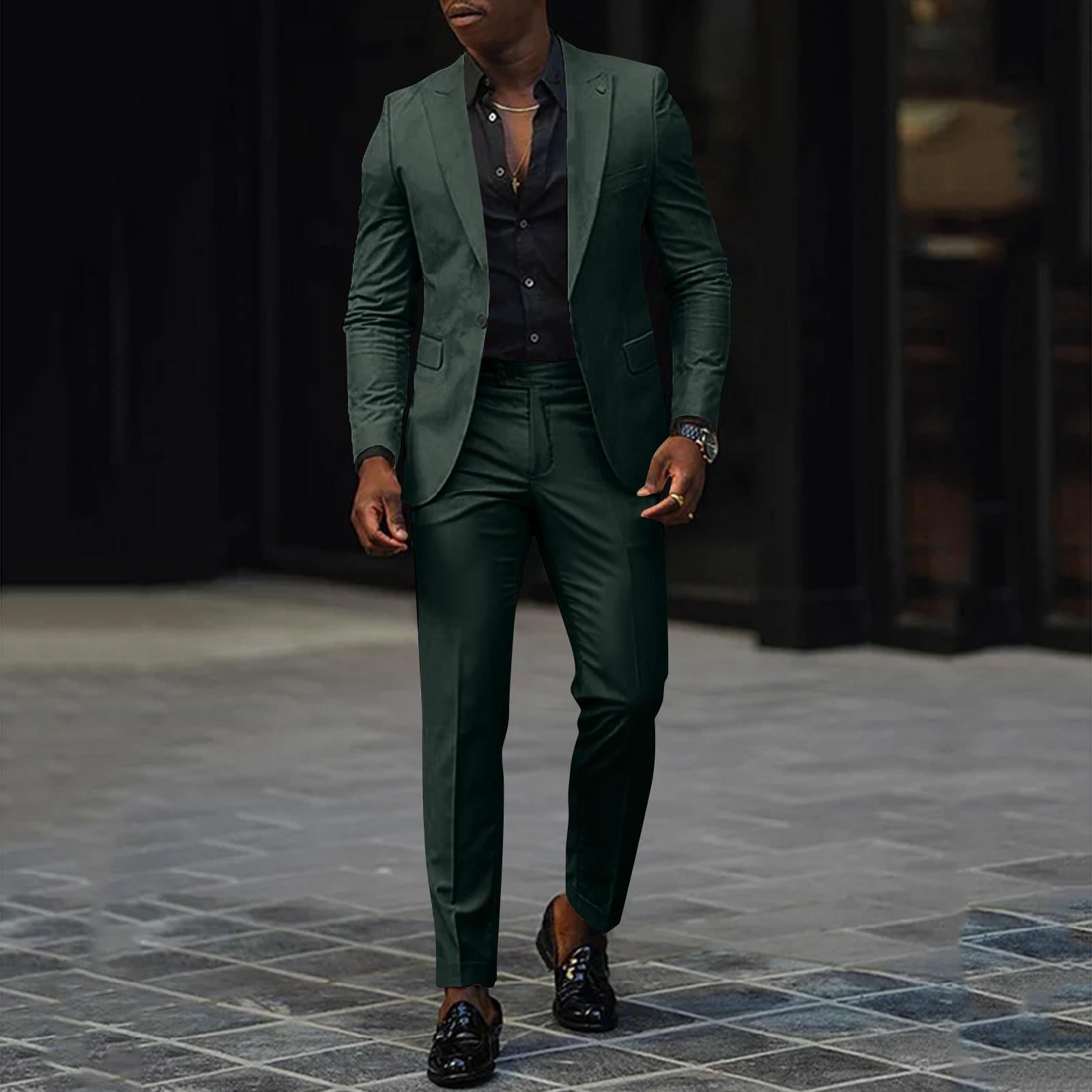 Unisex Winter Einfarbig Anzug Jacken Unisex Casual Fashion Button Jacken XXL dunkelgrüne