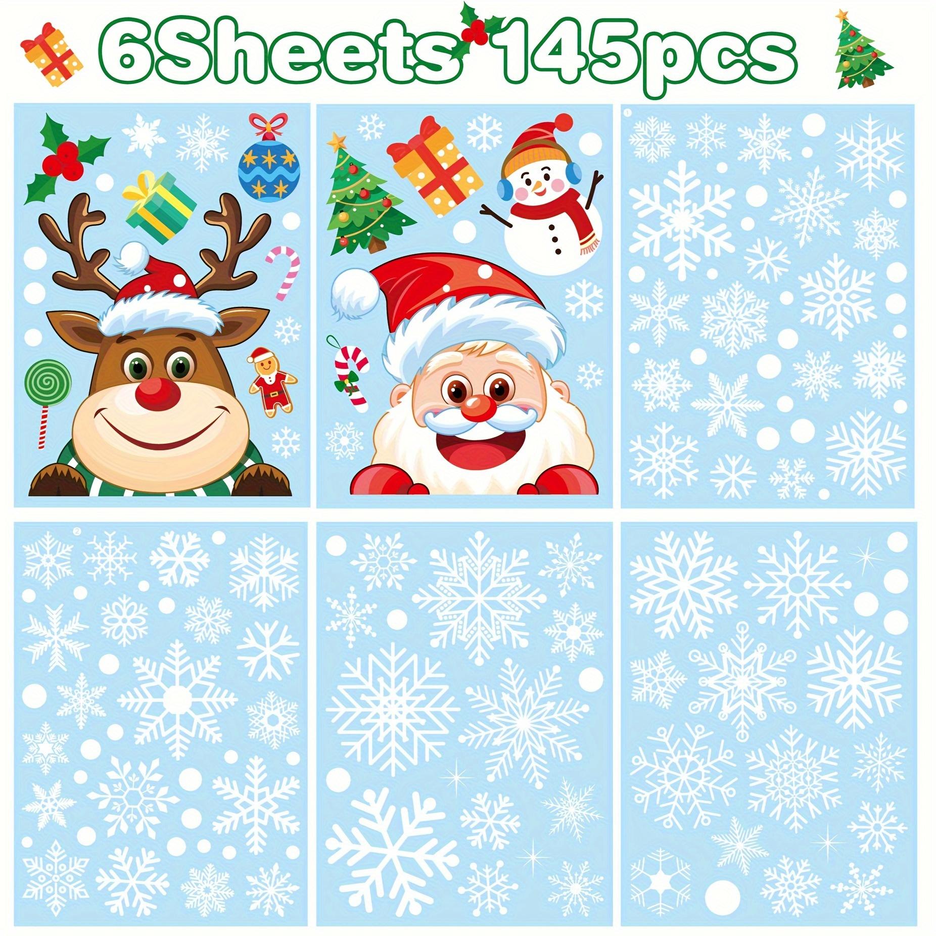 1set Glas Fenster Weihnachten Fenster Aufkleber Weihnachten Fenster Aufkleber Schneeflocken Weihnachten Dekorationen Weihnachten Fenster Aufkleber Pack of 6