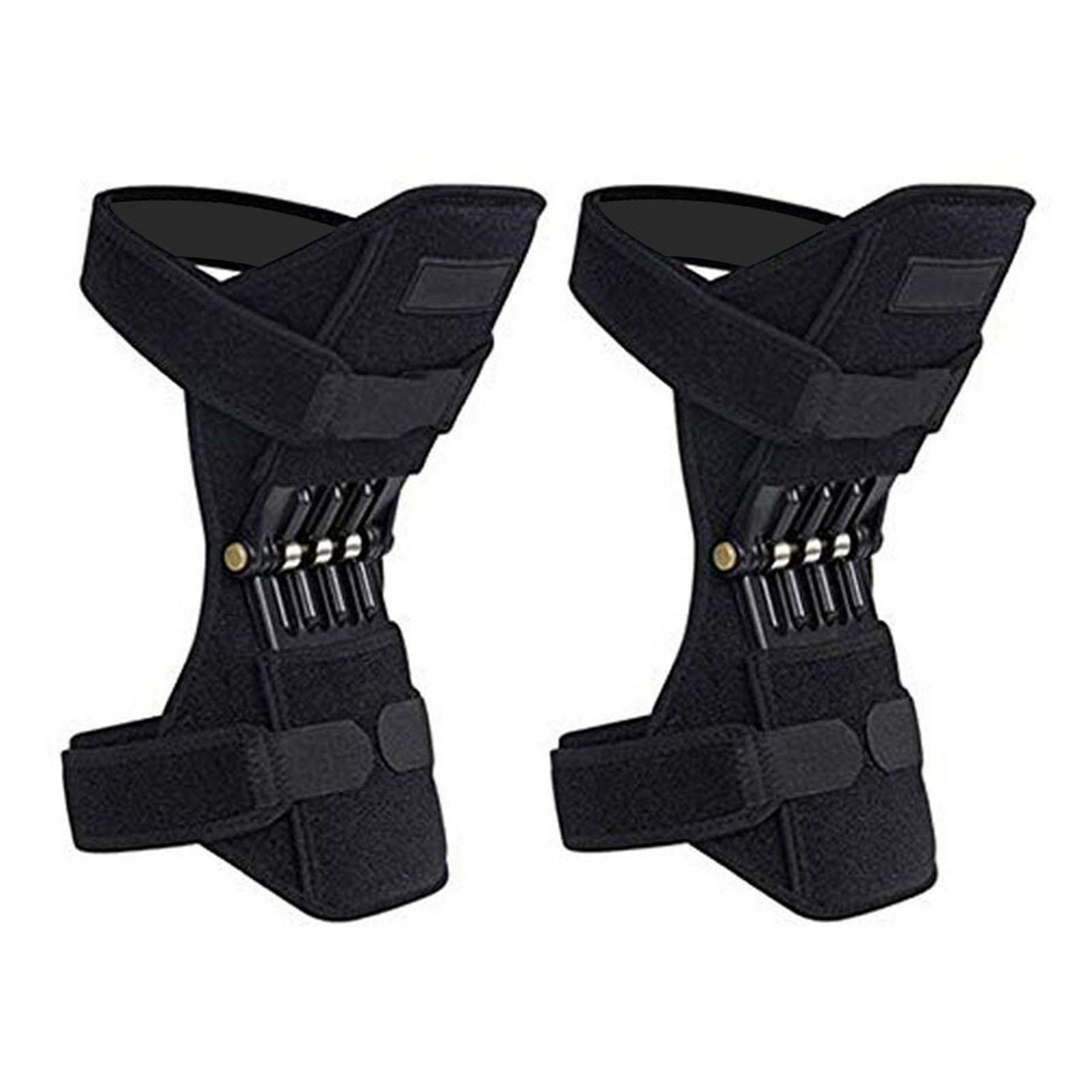 Knie-Booster, Gelenkstütze, Knieschützer, Patella-Kniegurt, Tibia-Booster, leistungsstarke Rückprallfeder 2pcs schwarz