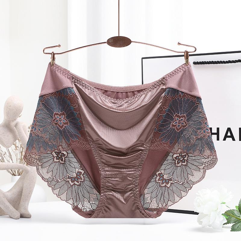 Damenunterwäsche, Damen-Hüfthebehöschen, sexy Spitze, nahtlos, reine Baumwolle, hohe Taille, Übergröße, Dreieck für Herbst und Winter XXL gray