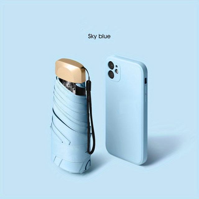 Mini-Sonnenschirm für den Außenbereich, UV-Schutz, ultraleicht, faltbar, fünffach faltbar, Sonnenschirm himmelblaue