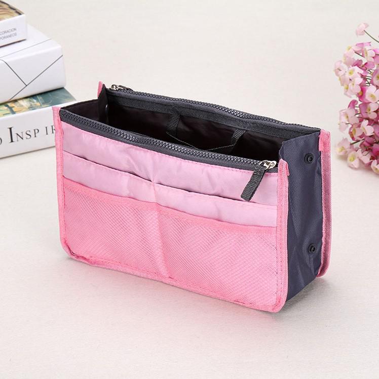 Kosmetiktasche, Make-up-Tasche, Reise-Organizer, tragbare Kosmetiktasche, funktionale Toilettenartikel-Make-up-Organizer rosa
