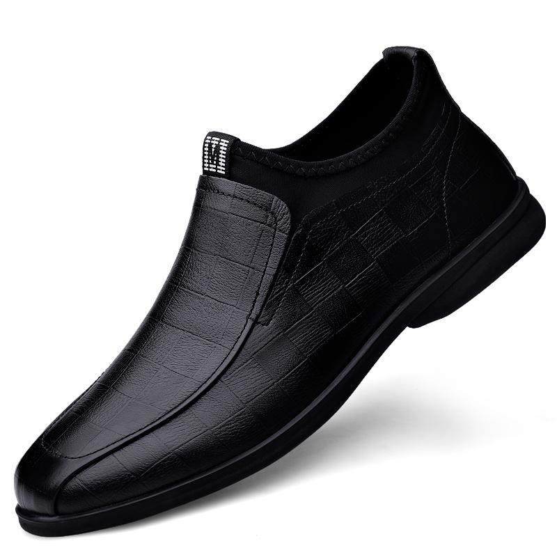 Echtes Leder Herren Allround-Slipper Outdoor Herren Freizeitschuhe Klassische Herren Slipper Fahrschuhe Mode Herren Businessschuhe 41 schwarz