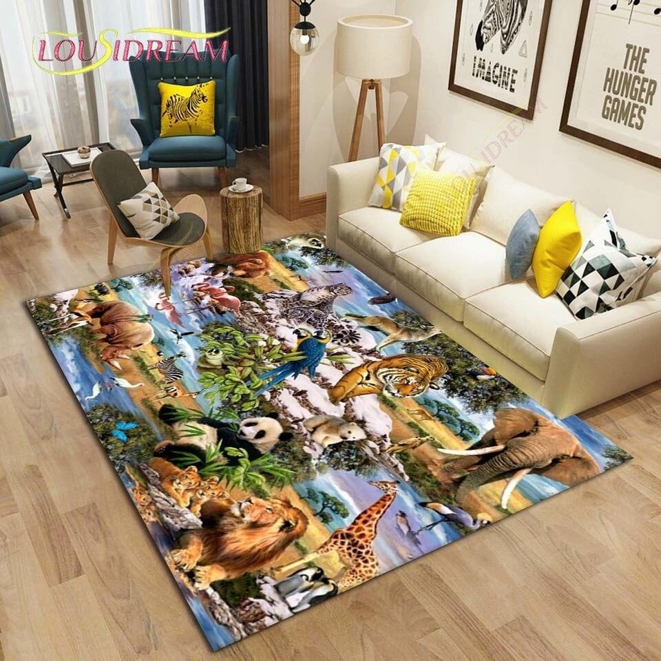 Tierwelt-Teppiche für Wohnzimmer, Schlafzimmer, großer Teppich, Kinderspielbereich, Teppiche, Kinderzimmer, Spiel-Fußmatten 160cm x 230cm