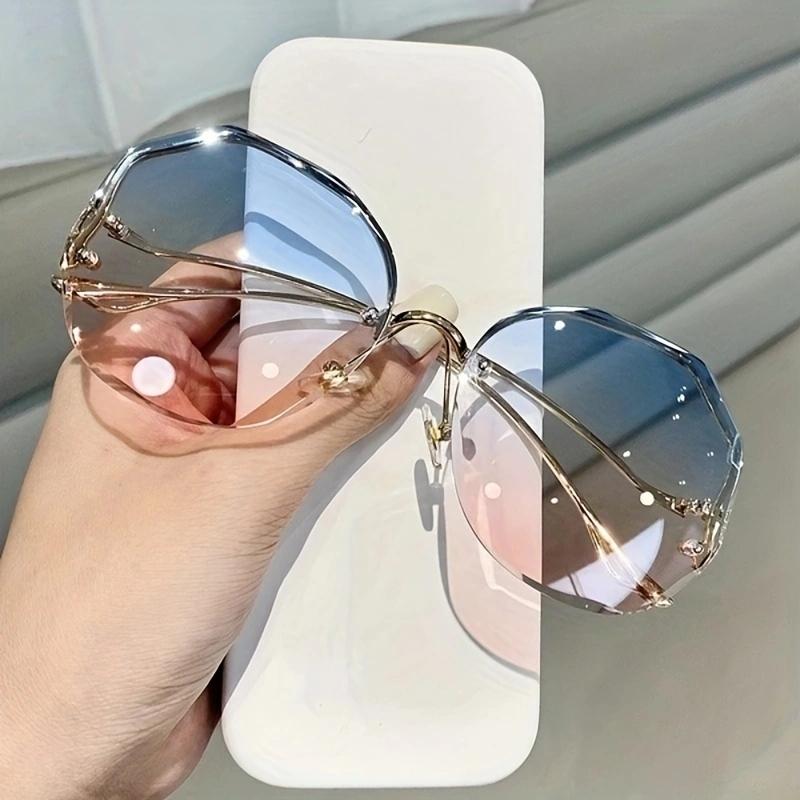 Randlose Sonnenbrillen Polygon Mode Beliebt Damen Herren Brillen Großes Gestell Runde Sonnenbrillen für Damen Oculos Farbverlauf Sonnenbrillen MULTI