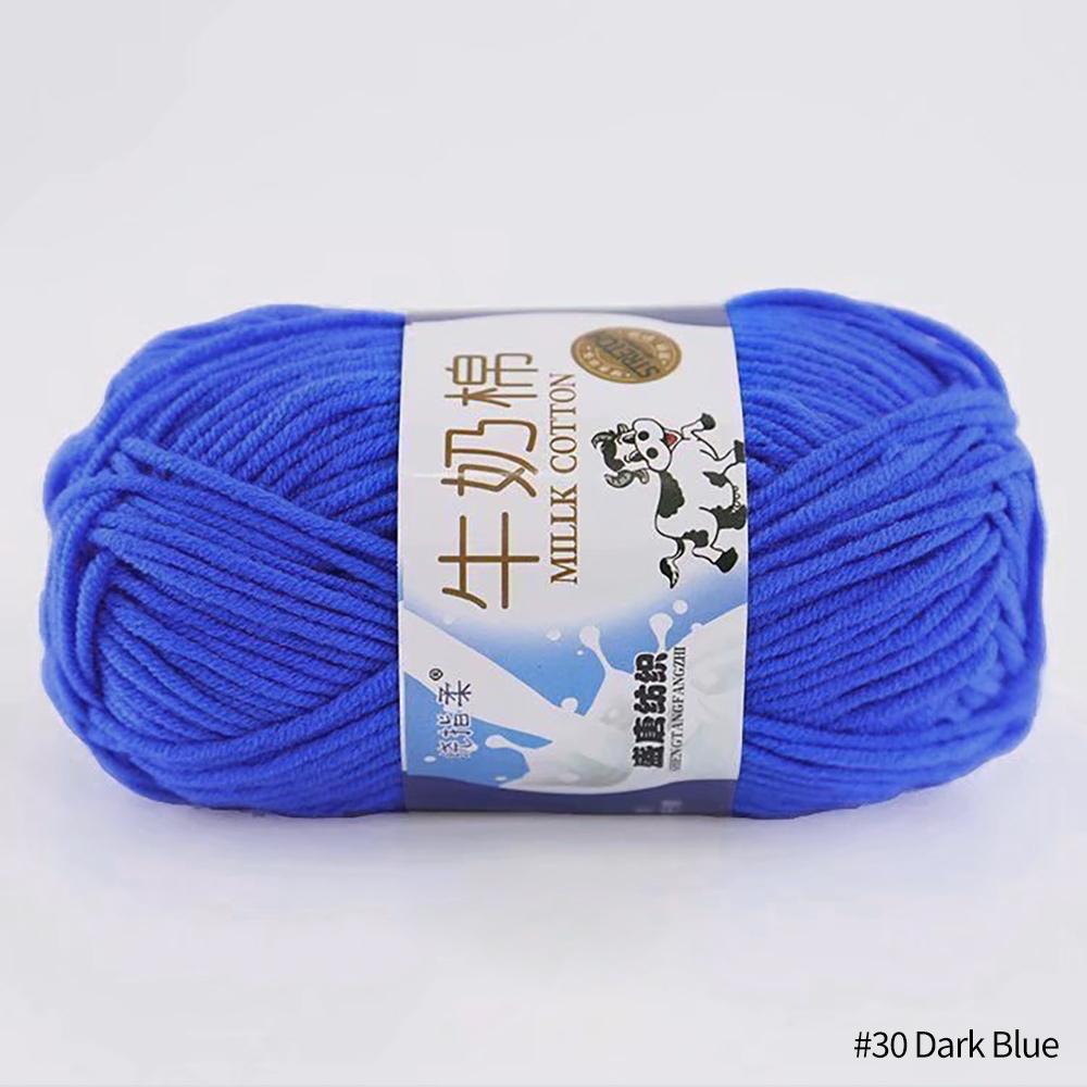 FEIJIEAST 50 g/Rolle Milch-Baumwollgarn, 5-lagig, Handstrickgarn, weich, warm, DIY-Baumwollfäden, Babywolle zum Handstricken, Häkelgarn dunkelblaue