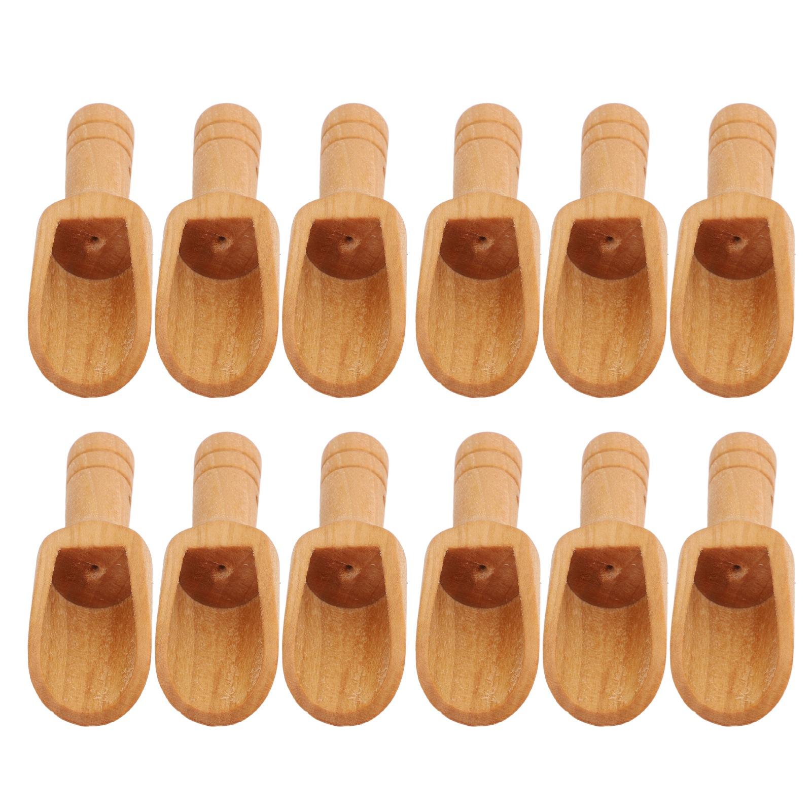 12 Stück Kleine Holzschaufeln Mini Badesalzlöffel Gewürz Mehl Badesalz Zucker Müsli Kaffee Löffel