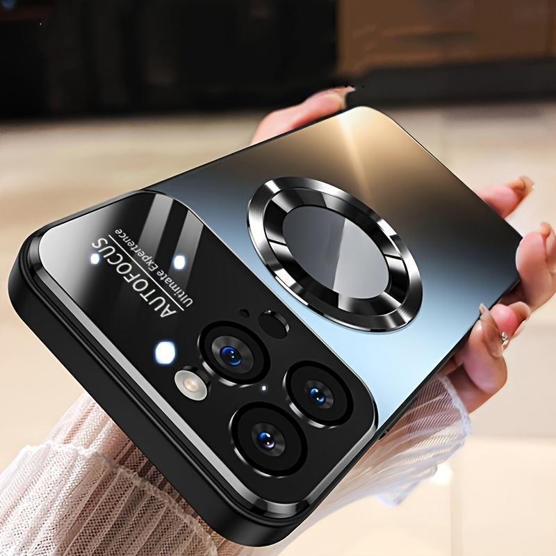 2026 Neue Titan-iPhone-Hülle für 16 15 14 Pro Max, Luxuriöse Matte Magnetische Abdeckung mit Kameraobjektivschutz, Kratzfeste Hülle mit Unterstützung für kabelloses Laden IPhone 16 Pro schwarz