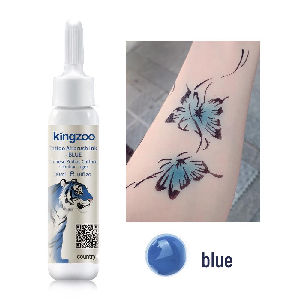 Wasserdichte temporäre Airbrush-Tattoo-Farbe - Realistisches, nicht verblassendes Körpermalerei-Pigment 30ml blau