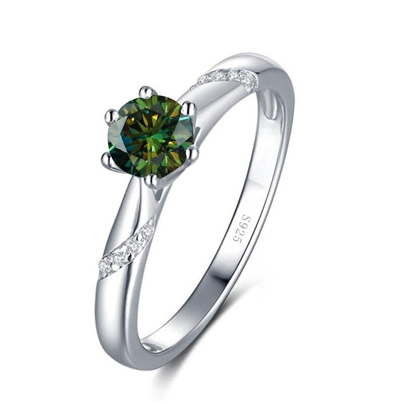 Bague Ringen Echt 1,0 Karat Moissanit Diamant Ringe Für Frauen Edlen Schmuck 925 Sterling Silber, Verlobung, Hochzeit Dame Anillo 7 grün