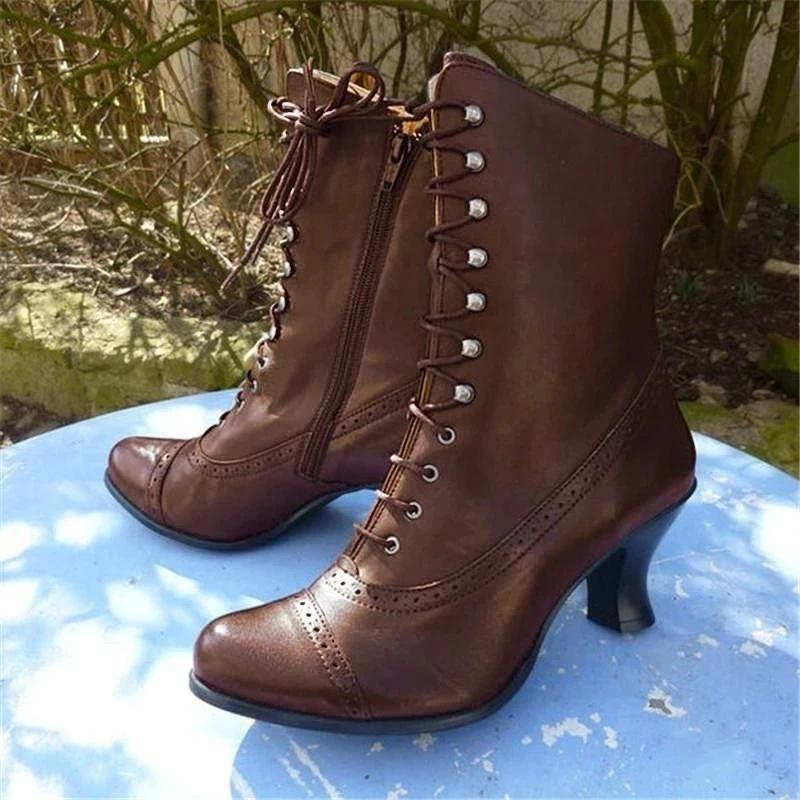 Hohe Absätze Große Größen Britische Martin Stiefel Grober Absatz Kurze Stiefel Mittlere Lokomotive Stiefel Stiefel 41 braun