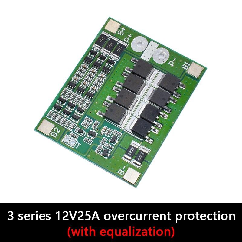 3S/4S 15A 20A 25A 40A 60A Li-Ionen-Lithium-Akku-Schutzplatine 18650 BMS für Bohrmotor 11,1 V 12,6 V/14,8 V 16,8 V Boost/Balance 3S 25A Balance