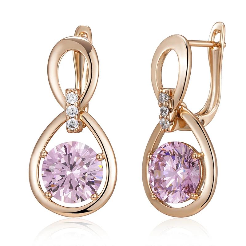 1 Paar ungewöhnliche Regenbogen Zirkon Wassertropfen Ohrringe für Frauen Gold Farbe Luxus Schmuck Mode Geschenk rosa/gold