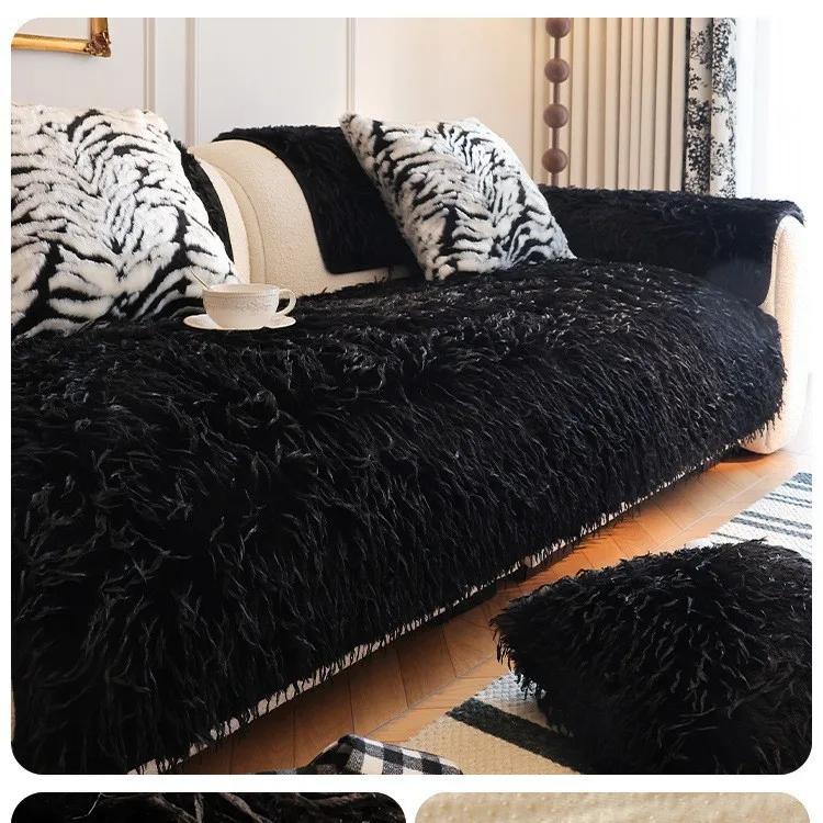 Plüsch Bequeme Abdeckung Wohnzimmer Warme Winter Sofa Handtuch Universal Anti-rutsch Matte Sofa Decke Couch Kissen Verdicken Samt Sofa 90x90cm 1pcs