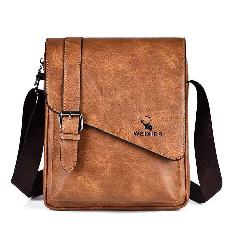 WEIXIER Herren-Umhängetasche im Vintage-Stil, lässig, große Kapazität, Umhängetasche, vielseitige Umhängetasche, Vintage-Stil, einzelne Umhängetasche, Tragetasche braun