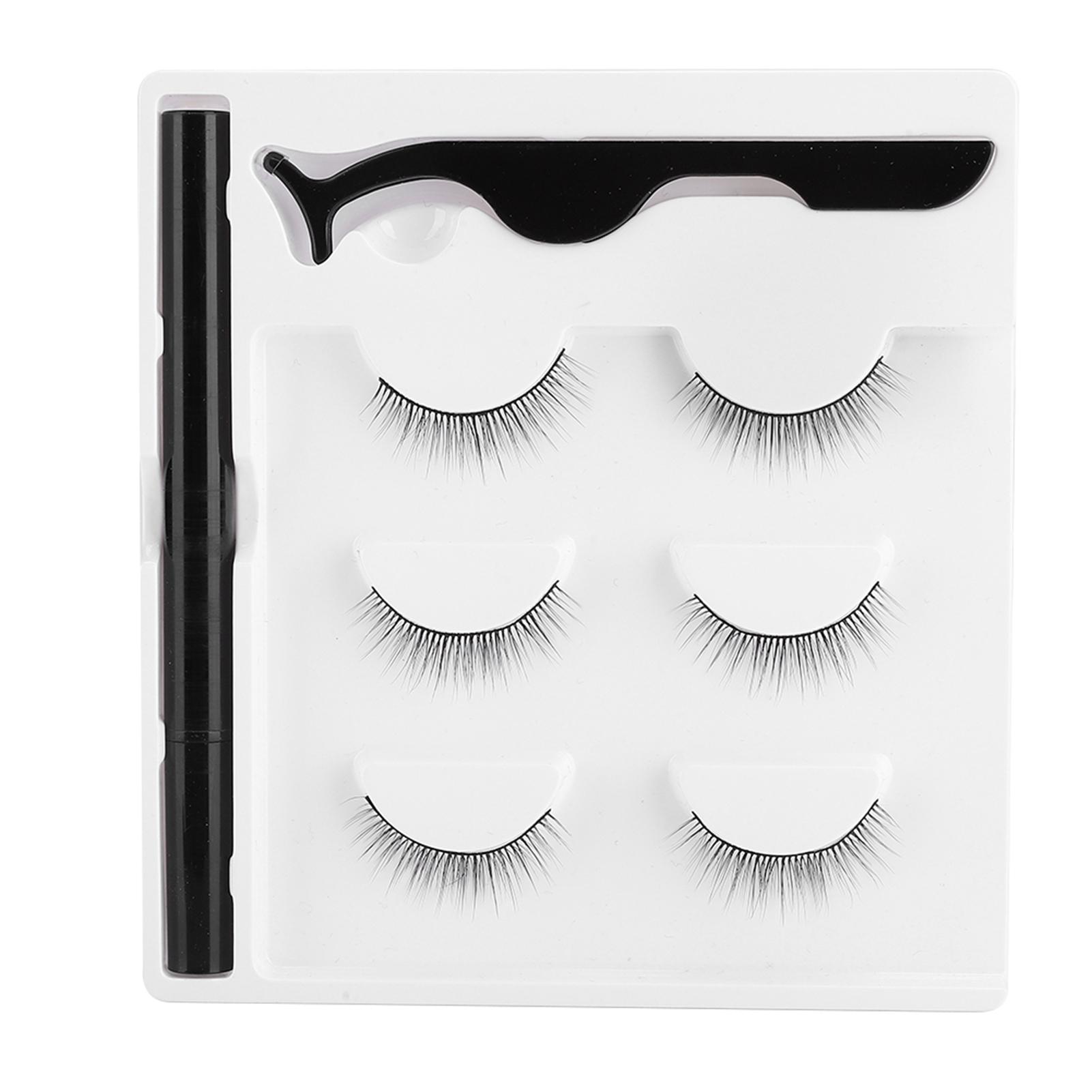 3 Paar falsche Wimpern, magnetischer Eyeliner-Stift, Pinzetten-Set, Wimpern-Make-up-Set