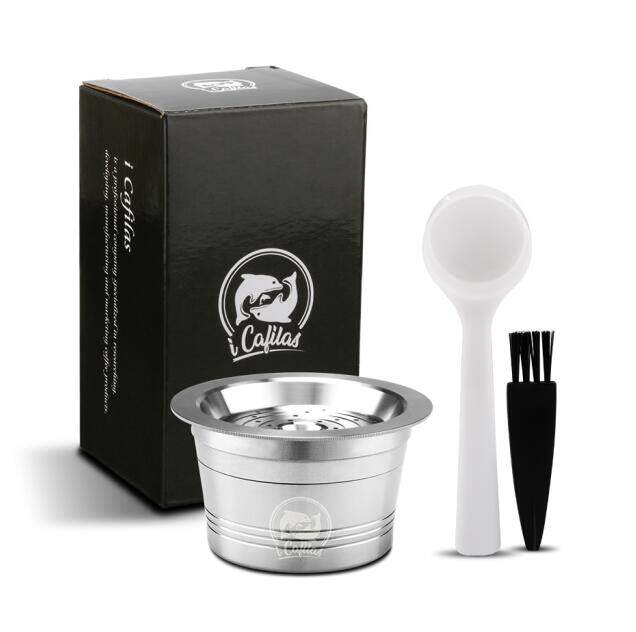 [i Cafilas][HLB12] Wiederverwendbarer Kaffeekapselfilter aus Edelstahl, nachfüllbar, Crema für Maschine CAFFITALY, AID IXPRSSI, Tchibo Cafissimo, COMPACT, MINI 1 Capsule silber