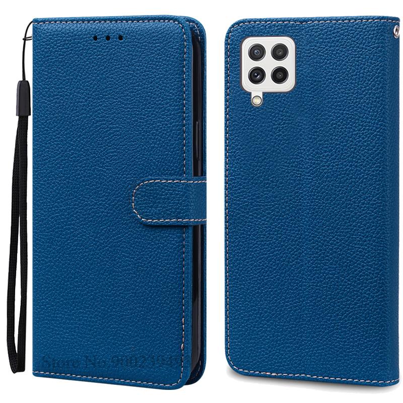 M32 4G Hülle Für Samsung Galaxy M32 Hülle Leder Brieftasche Flip Hülle Für Samsung M32 M 32 SM-M325F Hülle Weiche Silikon Abdeckung Fundas For Samsung M32 4G navy blau