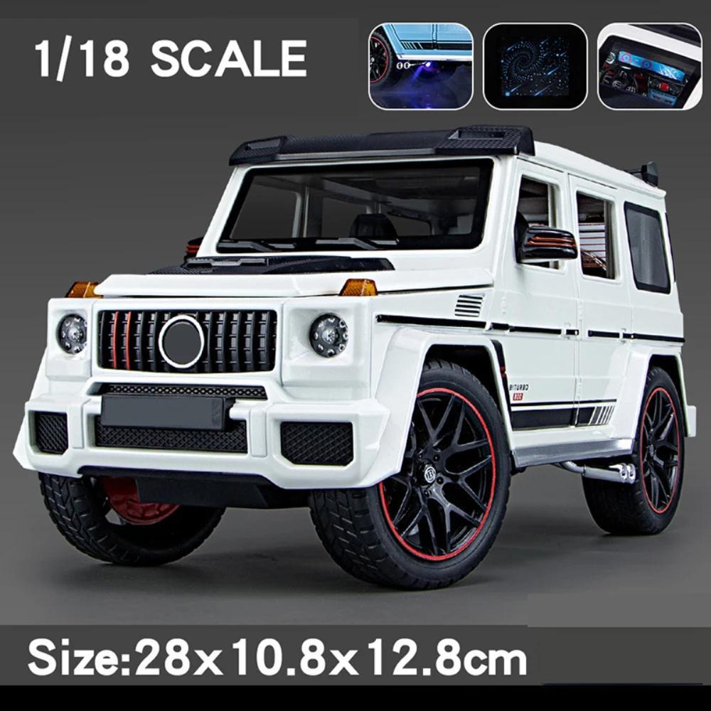 1/18 Brabus G800 Offroad-Fahrzeug Modellauto Spielzeug Legierung Metall Diecast SUV Modell Spielzeug mit Sound und Licht Geburtstagsgeschenk für Kinder weiß