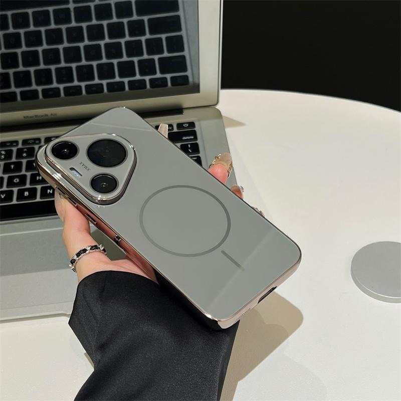 Matte Metall-Rückplatte Glas Kabelloses Laden Magnetische Hülle Für Huawei Mate 70 60 50 40 P70 Pro Ultra PC Stoßfeste Hartschale For Huawei Mate70Pro