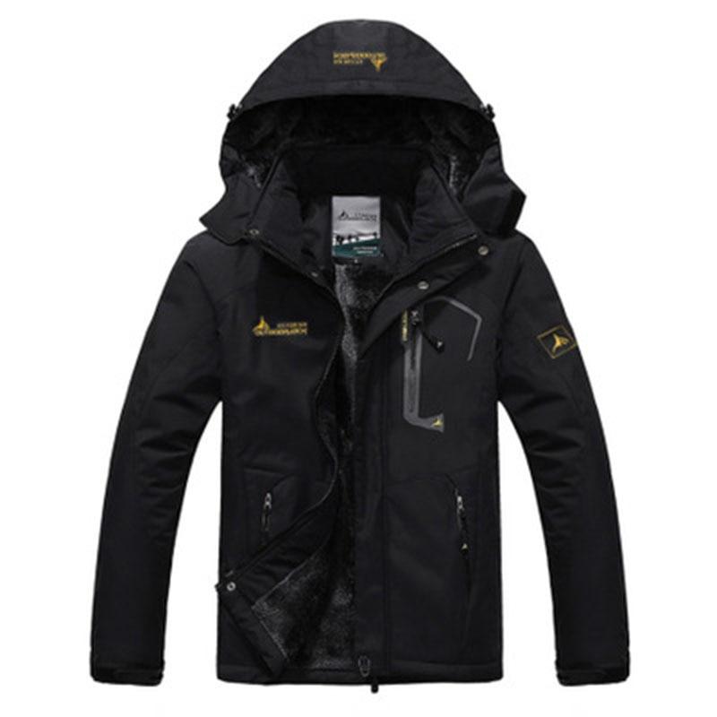 Winter Parka Männer Windschutz Plus Dicke Warme Wind Pelz Mäntel Männlichen Militär Mit Kapuze Anorak Jacken männer Winter Jacken XXL schwarz