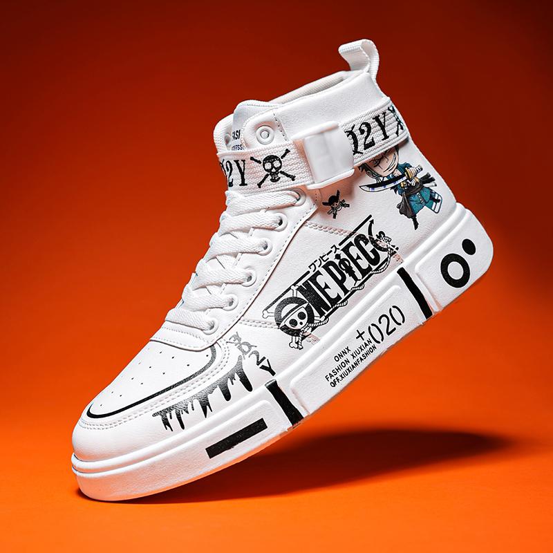 Eltern-Kind-Schuhe One Piece Herrenschuhe Laufen Anime High Top Sneakers für Herren Freizeitschuhe Walking Freizeitschuhe 40 grün