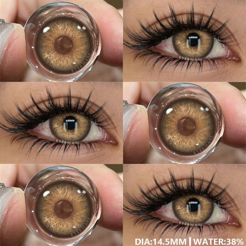 2 Stück farbige Kontaktlinsen für die Augen, modische blaue Kontaktlinsen, braune Linsen, graue Pupillenlinsen, jährliche kosmetische grüne Kontaktlinsen NORWAY-BROWN