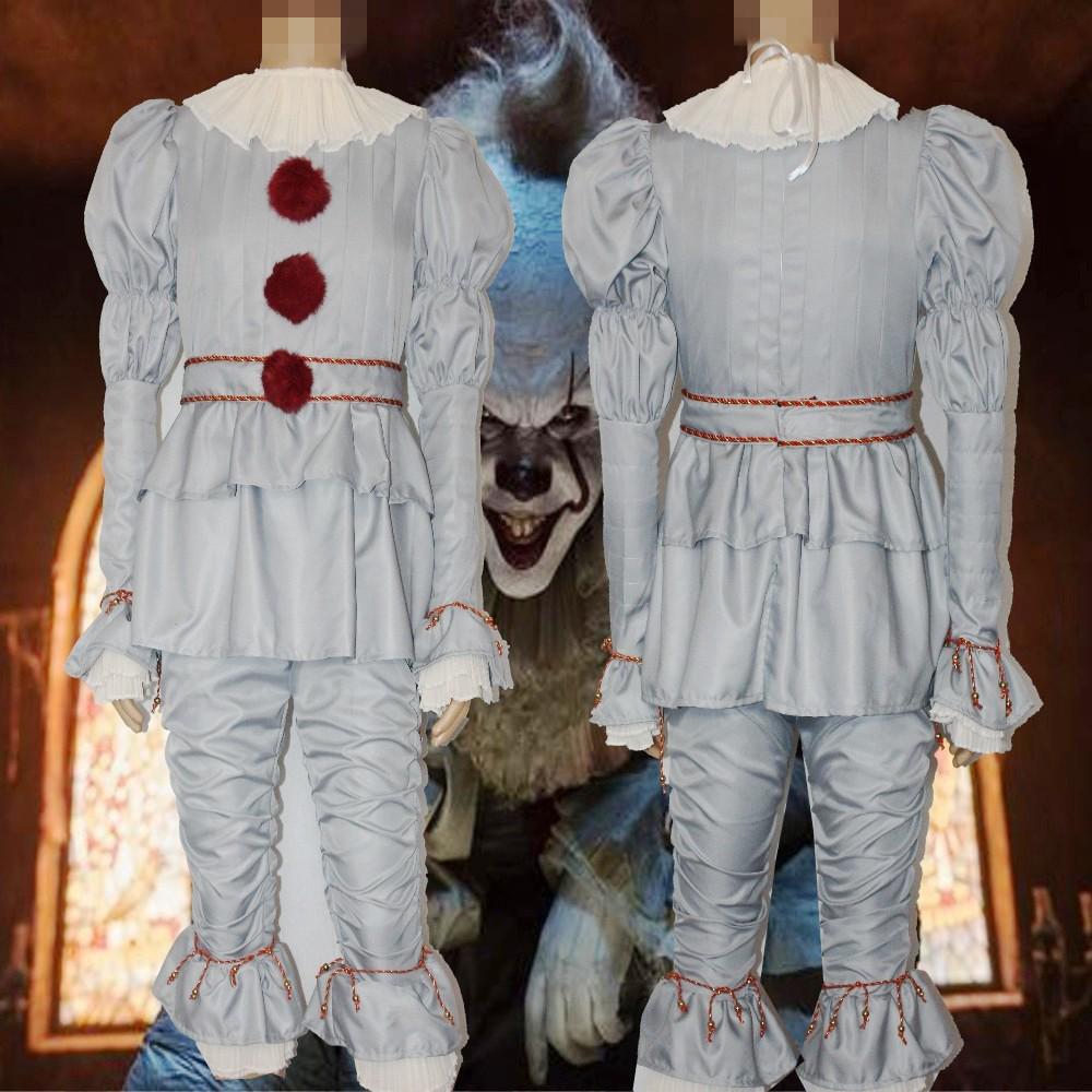 Anime Nacht Clown Joker Erwachsener Pennywise Cosplay Kostüm Halloween Clown Stephen King Männer Frauen Cos Anzüge Outfit Uniform Party KIDS 110&Ghost Joker gray