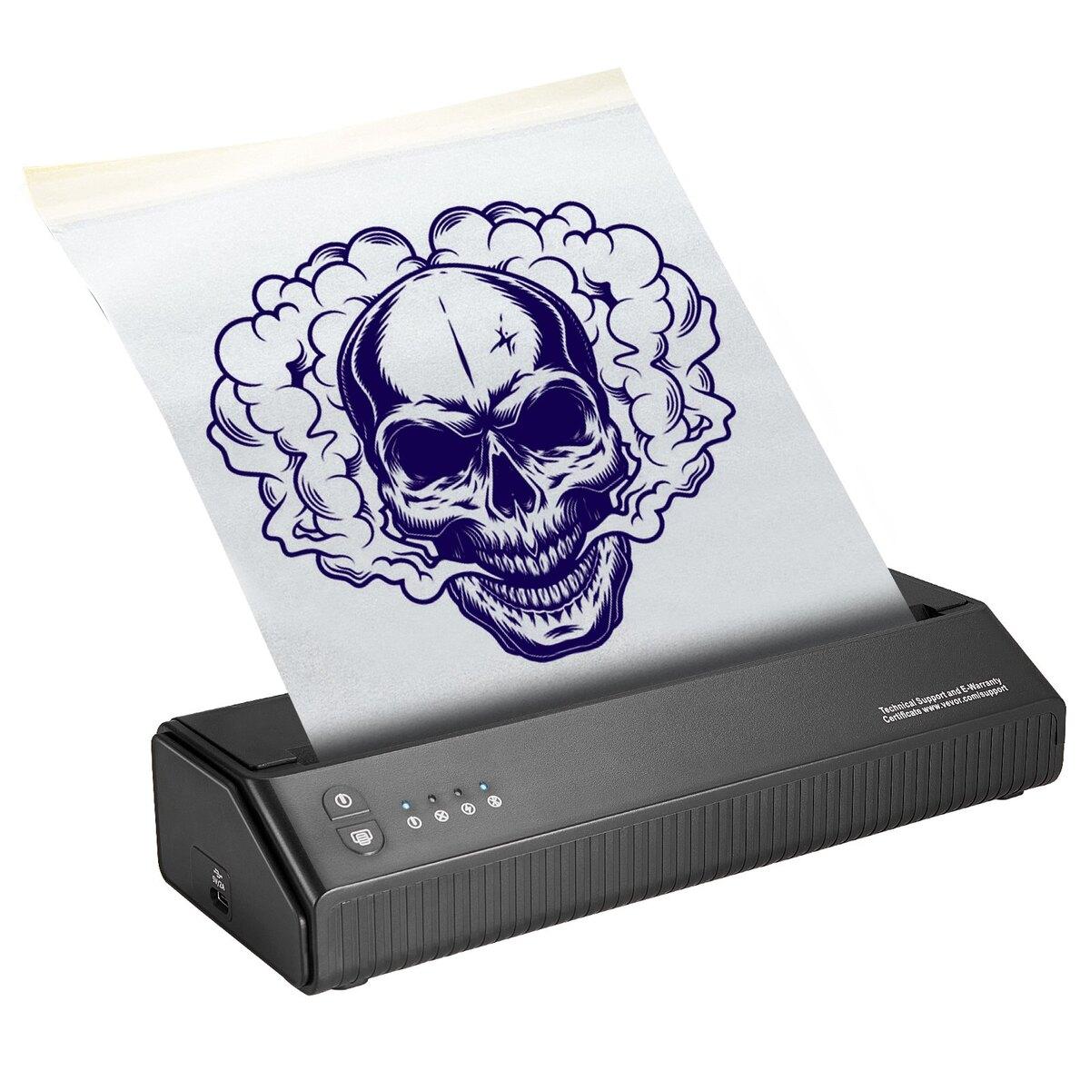 Tattoo-Transfer-Schablone Drucker, Kabelloser Bluetooth-Tattoo-Schablone Drucker mit 10 Stück Transferpapier und Stoffbeutel, Tragbarer Tattoo-Drucker