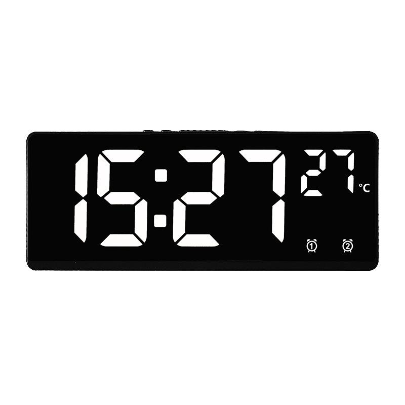 Sprachsteuerung Spiegel Wecker Digitale Temperatur Dual Alarm Snooze Desktop Tischuhr Nachtmodus 12/24H LED Uhr Uhr Acrylic