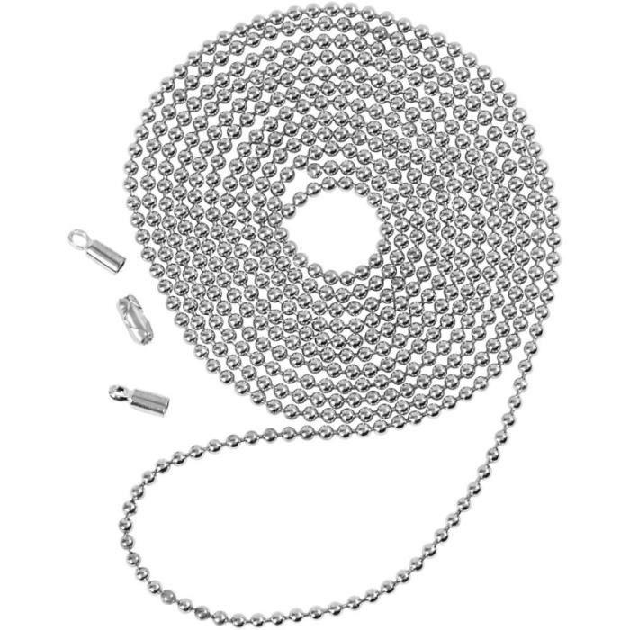Kugelkette - Silber - 1,5mm x 1m - Silber - Gemischt - 1 Verschluss und 2 Endkappen silber