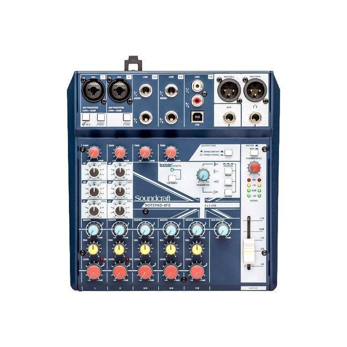SOUNDCRAFT NOTEPAD-8FX. Mischpult mit USB und Lexicon-Effekten, 6 Eingänge, 2 Ausgänge.
